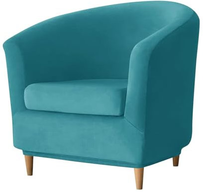 DEZYPZAM Sesselschoner | Elastisch Sesselüberwurf | Clubsesselbezug | für Cafe Stuhl Clubsessel Loungesessel Cocktailsessel Bezug (Blau GrüN)