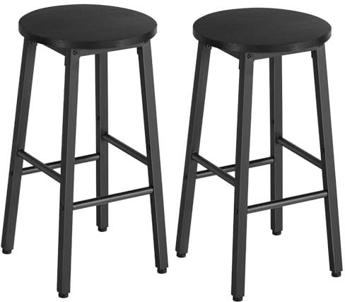 HOOBRO Set di 2 Sgabelli da Bar, Sgabelli Cucina, Sedia da Bar con Poggiapiedi, per Colazione, Adatto in Sala da Pranzo, Cucina, Bar, Resistente e Stabile, Nero EBB07BY01G1