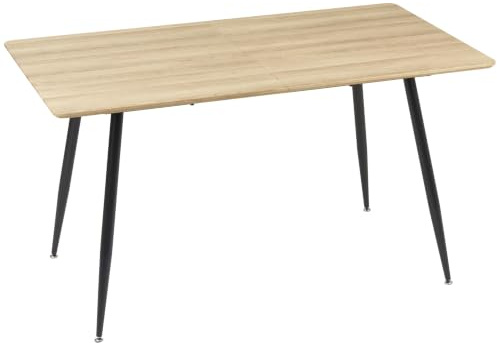 HOMCOM Mesa de Comedor Rectangular 140 cm 4 plazas, Natural y Negra