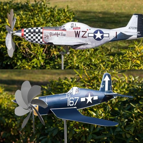 Airplane Wind Spinner Metal Garden Plane Wind Spinner, Aircraft Modeling Windmill Stainless Steel Wind Catchers Weatherproof Wind Powered Garden Decoration For Lawn, Garden, Patio & Yard