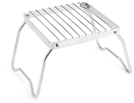 Camping Grill with Folding Leg Stainless Steel Grill Grate Stove Campfire Stand Portable Grill for Backpacking
