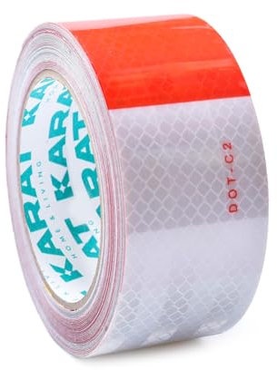 KARAT Reflektierendes Klebeband, selbstklebend & wasserdicht, 5cm x 10m, rot-weiß, zuschneidbares Warnband, Reflektorband, Signalband, Markierungsband, Sicherheitsband