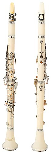 Tbest Clarinetto Professionale a 17 Tasti in Sib con Tubo in Bachelite Bianca per Principianti della Banda Scolastica