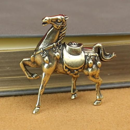 DUOLAIYUNSO Bronzefigur, 4,2 x 4,1 cm, Messing-Pferd, Feng Shui, Miniaturen, Segen Sie Ihren finanziellen Wohlstand, Zuhause, Veranda, Büro, Schreibtisch-Dekoration