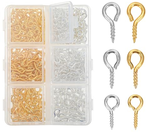 AOZUO 400 Stück 3 Größen Ösenschrauben,Kleine Schraubösen Mit Aufbewahrungsbox,Metall Ösenschraube Schraubhaken Klein Haken Zum Kleine Schrauben Ringschraube Eyelets Ösen für Schmuck Anhänger Perlen