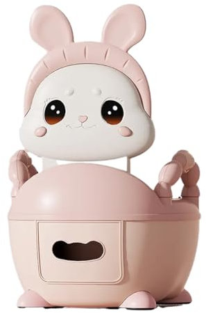 COO11 Baby Potty Training Toilet Seat, Rabbit Design Soft Cushion Pad and Armrest Potty Seat, Lightweight and Portable with Removable Urinal Pot and Lid, Gift for Toddlers 18 Months (Pink)