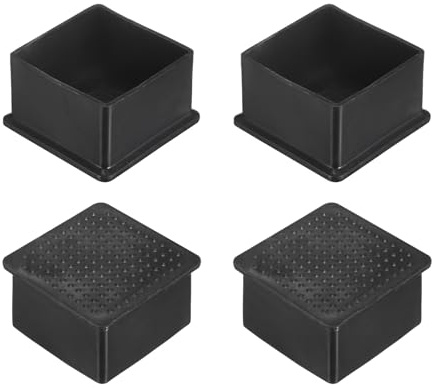 M METERXITY 4-Pack Square Chair Leg Caps, 2 (50mm) PVC Chair Leg Floor Protectors for Chairs/Table/Bed, Furniture Feet Covers Cups Non-Slip End Tips