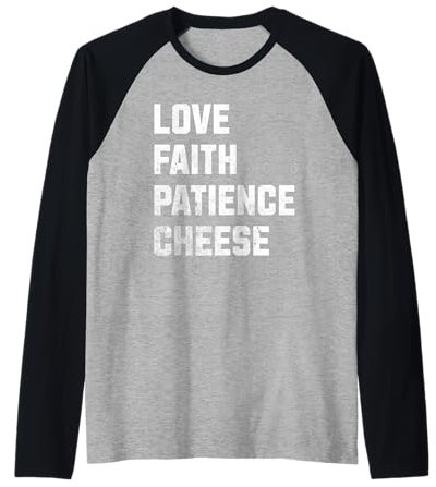 Love Faith Patience Fromage râpé au parmesan drôle Manche Raglan