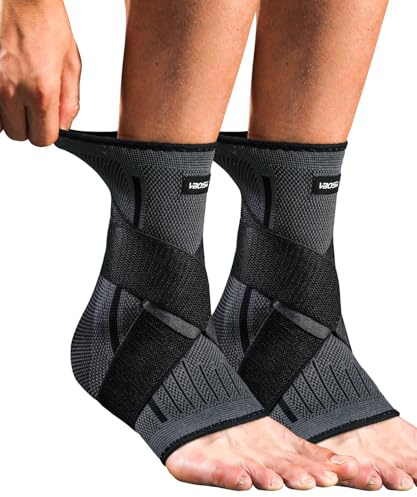 Kuzimua 2 stycken justerbart ankelbandage & ankelbandage, bandage fotled och fotbandage för plantar fasciit, hälsenan, sport | ortopedisk universell vänster/höger (2 x svart, XXL)