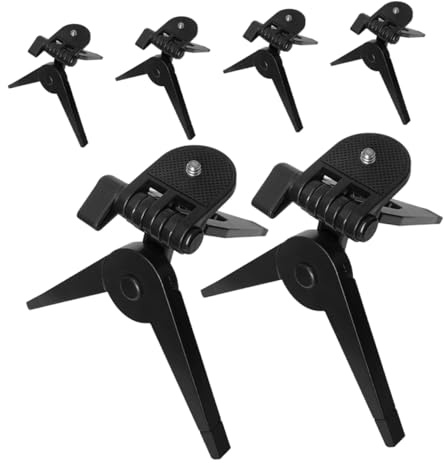 Mini Treppiede per Fotocamera Nero in Abs, 6 Pezzi | Supporto Piatto Portatile e Leggero, per Dispositivi Digitali, Design Stabile e Multifunzione