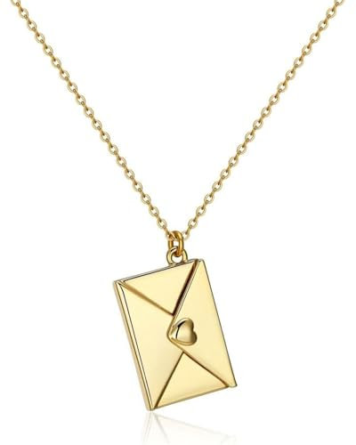 TPZORJX Collana con Ciondolo a Forma di Busta - Collana in 14K Placcato in Oro, Collana con Busta Personalizzata per Coppie Ti Amo per Il Regalo di Natale per la Festa della Mamma di San Valentino