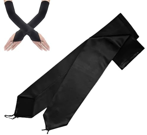 Schwarze Handschuhe Lang Armstulpen Halloween Handschuhe Schwarz Lang Schwarze Kostüm Classic Abendhandschuhe Seidenhandschuhe Armstulpen Damen Gloves Design für Oper Maskerade Cosplay-KostüMe Party