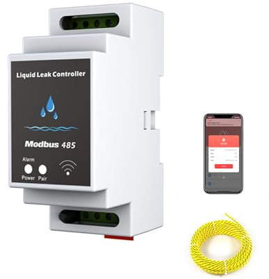 aixi-SHS Détecteur de Fuite d'eau WiFi Professionnel, Alarme de détection d'eau avec Protocole Modbus RTU485 - Connectée pour Data Center, Bibliothèque, Entrepôt - Tuya Smart APP