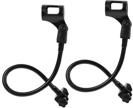 EPIGEIST 2pcs Black Iron Flexible Goose Neck Microphone Stands Clips Universal Hose Holders for Desktop Streaming and Recording