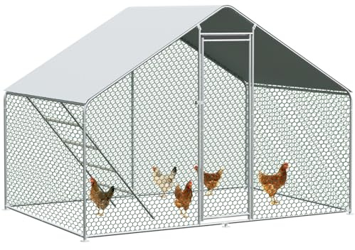 Hühnerstall Freilaufgehege 3x2x2M, Freilaufgehege Hühner mit 6 m² Lauffläche, Hühnerstall mit Obere Stützstange & Sicherheitsschloss - Freigehege für Hühner, Kleintiere & Pflanzen (3x2x2M)