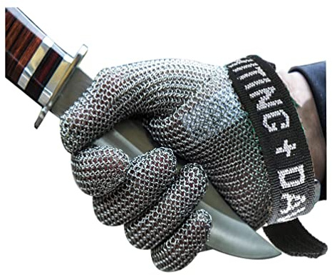 SFQEVHRZ Schnittfeste Handschuhe, Schnittfeste Edelstahl-Schutzhandschuhe for Köche, Metzger und Schneider, Arbeitsschutzklasse 9, Metall-Kettenhemd(1pcs/XXL)