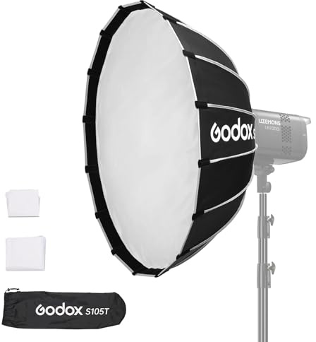 Godox S105T Softbox 41.3/105cm Bowens Mount Softbox with Diffuser | Compact Softbox with Carry Case Durable for Godox/for NEEWER/for SMALLRIG/for Aputure Bowens Mount Light