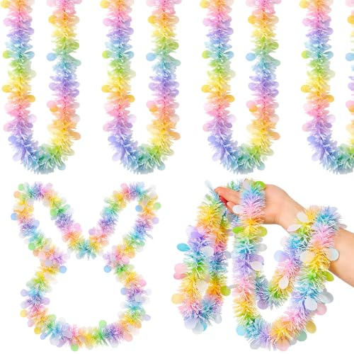 WILLBOND 3 Pcs 49 ft Tinsel Garland Decorations Metallic Festooning Garland Glittering Sparkling for Mardi Gras Party Carnival Indoor Outdoor Hanging (Pastel Blue, Yellow, Pink, Easter)