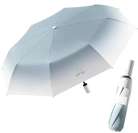 Parapluie de Voyage Pliant Compact et Portable de Couleur Dégradée, Ouverture et Fermeture Automatique, Protection UV, 8 Baleines, Léger, Soleil, Pluie, Petit Sac à Main, pour Femmes et Enfants
