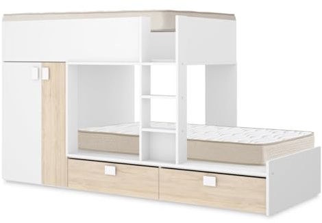 DEKIT - Pack Ahorro Juvenil Cama Tren Matt con 2 Colchones viscoelásticos Nova 90 x 190 cm