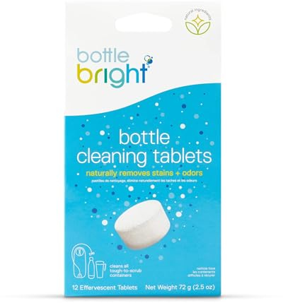 Bottle Bright Single Pack (12 Tablets)- Clean Stainless Steel, Thermos, Tumbler, Insulated and Reusable Water Bottles –Cleaning Tablets are Easy and Safe to Use