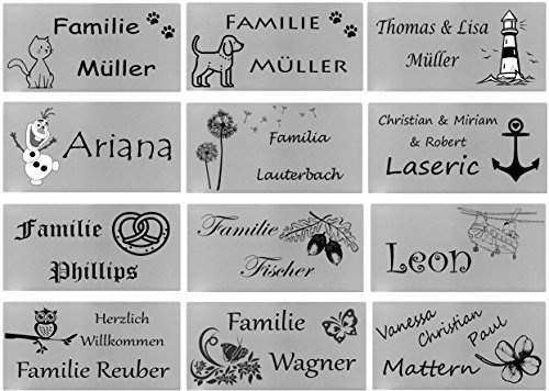ID Türschild mit Bildern und Gravur nach Wunsch Namensschild Edelstahl 5 Größen (80x40 mm)