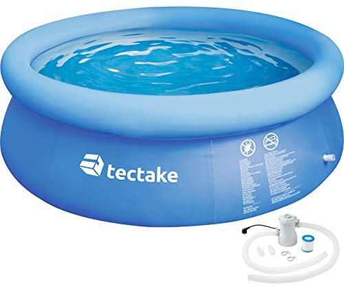 tectake® Swimming Pool, Schwimmbecken für Garten, Aufstellpool, Pool rund, Planschbecken groß, Outdoor Swimmingpool, Gartenpool für Erwachsene, Kinder, mit reißfestem PVC Gewebe - Ø 300 x 76 cm