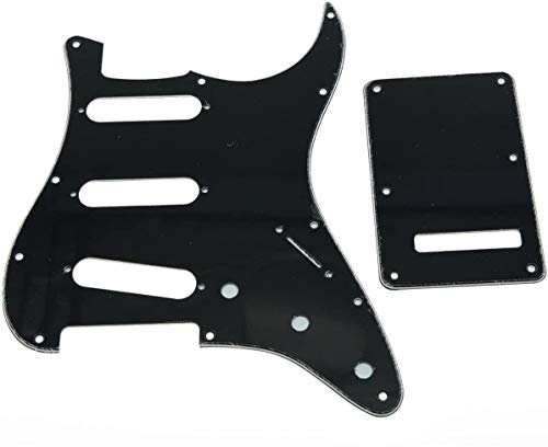Dopro 11 Hole Strat SSS Pickguard ST Back Plate Trem Cover für USA/Mexican FD Strat schwarz 3-lagig