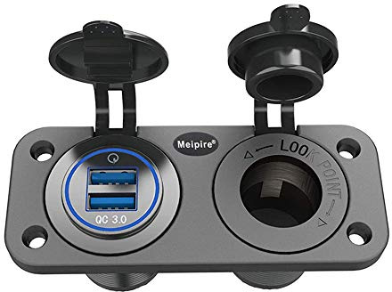 Meijeegu QC 3.0 USB Steckdose Panel 12V/24V, Quick Charge 3.0 Auto Ladegerät Einbau Buchse Wasserdicht Zigarettenanzünder USB Dose Adapter für Motorrad Boot LKW Wohnwagen ATV (C)