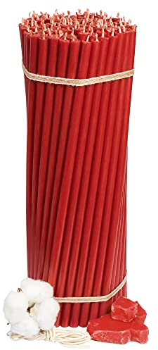 Diveevo Kirchliche Bienenwachskerzen №20-100 Stk. I hochwertige Ritualkerzen L-30,5 cm Ø-9,6 mm I 180 Min Brenndauer in Rot I 2 kg dünne Kerzen tropf- & rauchfrei