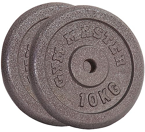 GYM MASTER Cast Iron Weight Plates 10kg Pair, 1 Inch Standard Bore