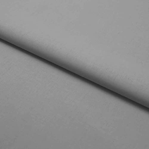 Stoff Meterware Hellgrau 160 cm Baumwolle Linon – Uni einfarbig, schadstoffgeprüft, pflegeleicht, waschbar bis 30 °C, ca. 130 g/m², 1 Meter Baumwollstoff, hergestellt in Europa
