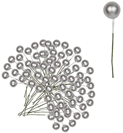 Mienocol 100 Stück künstliche silberne Stechpalmenbeeren,Silber Holly Beeren Mini Weihnachtsbeere Künstliche Stechpalme für Weihnachten Kranz Dekorationen Kranz Machen Zubehör, Christbaumschmuck Décor