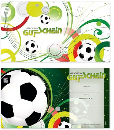 GESCHENKGUTSCHEINcom by POS-HAUER. 50 Gutscheine. Blanko zum Selberausfüllen. Für Sportartikel Fußballspiele. Sportgutscheine.