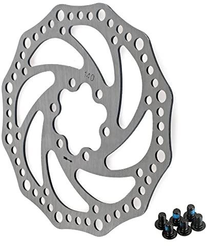 TIYO Fahrrad Bremsscheibe (140mm) Edelstahl, Fahrrad Bremsscheibe mit Schrauben - Für die meisten Fahrräder geeignet - Rennrad Mountainbike BMX MTB