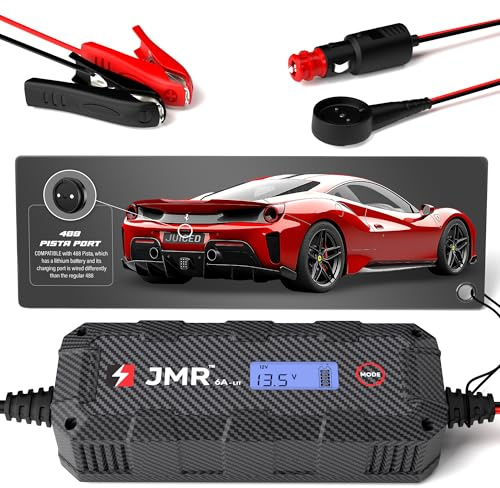 JMR Batterieladegerät für Ferrari 488 Pista Autobatterie Ladegerät Erhaltungsladegerät Akkuladegerät Erhaltungsgerät Wartungsgerät Auflader Lader (488 Pista Anschluss, Lithium-Modus hinzufügen)