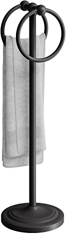 BGL Handtuchhalter für Badezimmer, Handtuchständer für Badezimmer, freistehende Handtuchhalter für Badezimmer, mit beschwertem Sockel, Mattschwarz