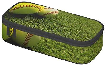 Federmäppchen mit Tiger-Druck, großes Fassungsvermögen, langlebige Federmäppchen, Organizer für Büro, Uni, Erwachsene, Teenager, Mädchen, Jungen, Grass Baseball Softball, Einheitsgröße, Box