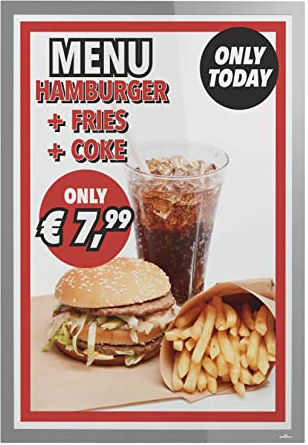 Durable Info-Rahmen Duraframe Poster A1, selbstklebender Plakatrahmen, UV-beständig, 1 Stück, silber, 505523