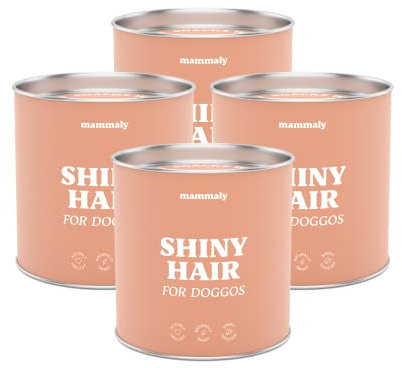 Fellpflege Leckerlis Hund mit Bierhefe & Biotin 325g (4X Dosen) - Shiny Hair von mammaly - Snacks gegen Haarausfall & Juckreiz Hunde mit Probiotika – Vitamin Komplex (C, E, D3, Beta-Carotin, Zink)