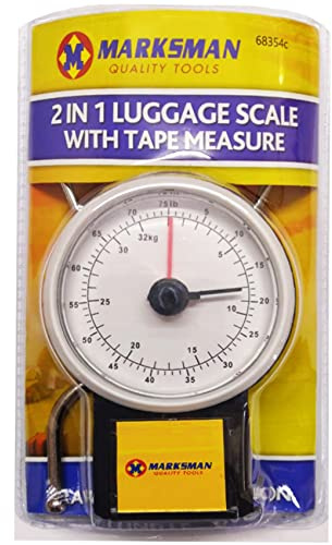 NTI MARKSMAN Portable 35KG / 75LB Travel Bags LUGGAGE Scale | 1 Meter Tape Measure | Suitcase | Holidays | Analogue | Traditional | Hook Weight | Home & Office | Parcel | Package | DIY | UK Free P&P