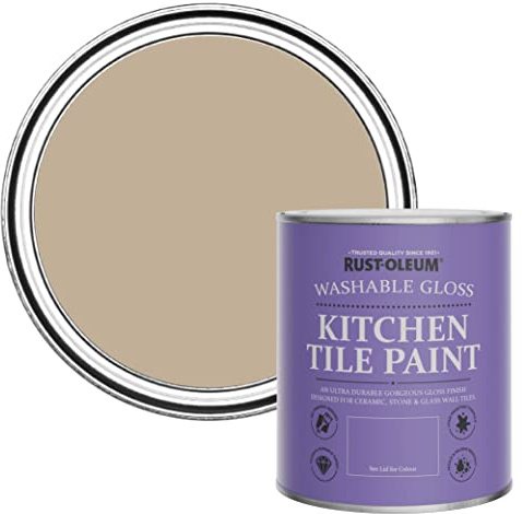 Rust-Oleum abwaschbare Küchenfliesenlack in braun mit Hochglanz Finish - Gesalzenes Karamell 750ML