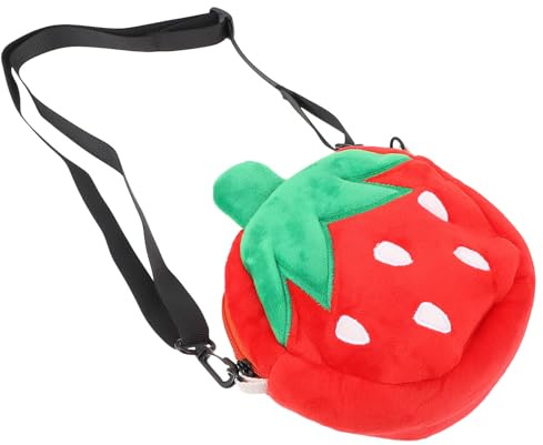 ifundom Erdbeertasche Süße Frucht Umhängetasche Weicher Plüsch Erdbeer Umhängetasche Handtasche Rucksack Für Kinder Kleinkinder Mädchen Erwachsene
