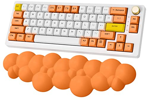 ZIYOU LANG Orange Wolke Handgelenkauflage für 60%, 75%, 100% Gaming-Tastatur - Waschbares Memory-Foam-Handgelenkpolster Mit Rutschfester Basis für Mechanische TKL-Tastatur