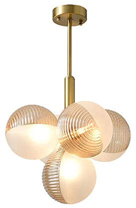 HWSY Petits lustres de globe en cuivre modernes, lumières de créativité G9 pour salon, salle à manger, chambre à coucher, plafonniers suspendus en verre réglables, cognac, 5 têtes Interesting