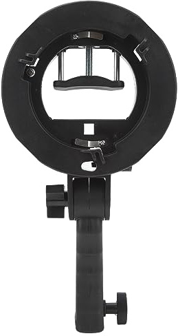 S Type Bracket Holder for Bowens Mount for Flash Softbox Beauty Dish Reflector Umbrella, Large Adjustment Handle, Integrated Umbrella Mount and More Compact