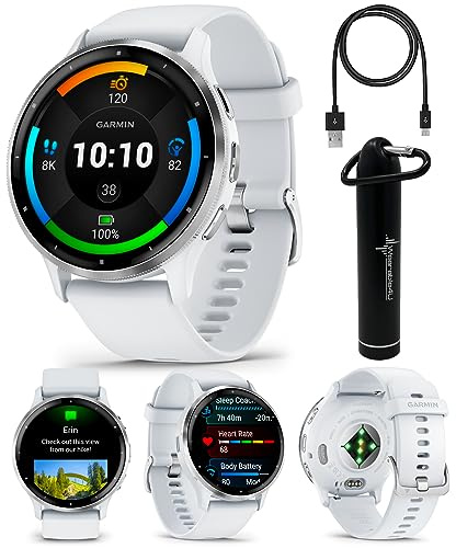 Wearable4U Garmin Venu 3: Silver Stainless Steel 45 mm Smartwatch|AMOLED 1.4 Display Up to 14 Days Battery Life | Multisport Men Watch - Whitestone | Advanced Health & Fitness Features Gift Bundle