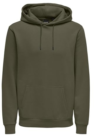 ONLY & SONS Huvtröja för män ONSCERES sweatshirt, Stor brun, M