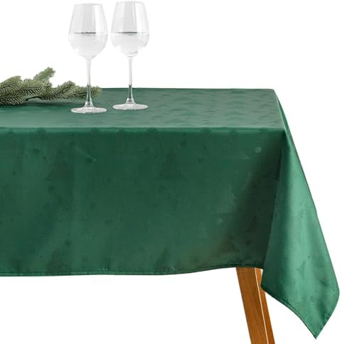 ESSEX - Tischdecke 130 x 180 cm Green Xmas, Tischdecken aus Strapazierfähigem Stoff, Hochwertige Tischtuch, Table Cloth Mehrfachen Gebrauch, Einfache Pflege - Grün