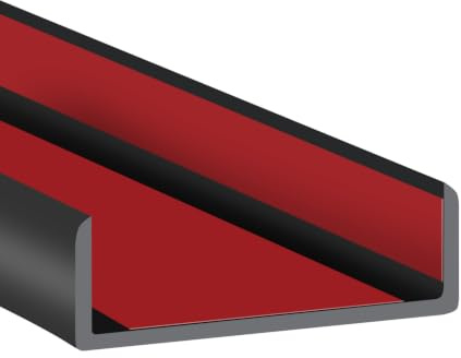Borde de goma, protector de borde de canal en U flexible autoadhesivo de 50 mm para madera contrachapada, puertas, borde ancho en forma de U, banda de borde, color negro, 6 m